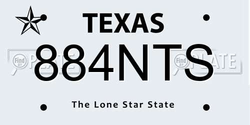 884NTS Texas License Plate