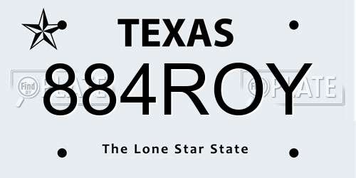 884ROY Texas License Plate