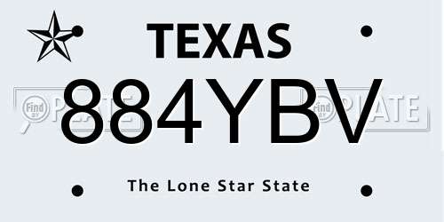 884YBV Texas License Plate