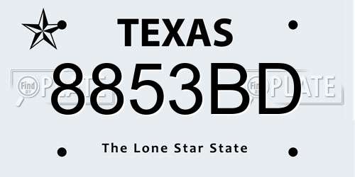 8853BD Texas License Plate
