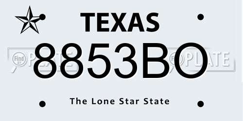 8853BO Texas License Plate