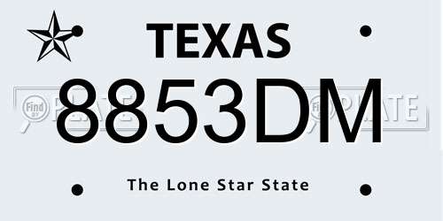 8853DM Texas License Plate
