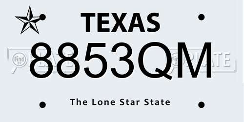 8853QM Texas License Plate