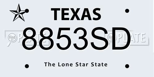 8853SD Texas License Plate