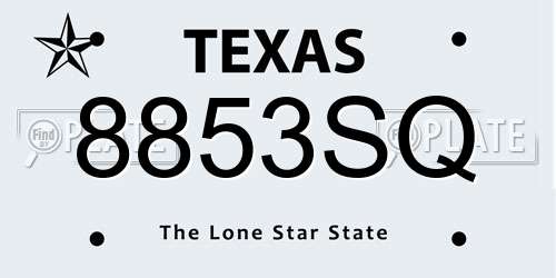 8853SQ Texas License Plate