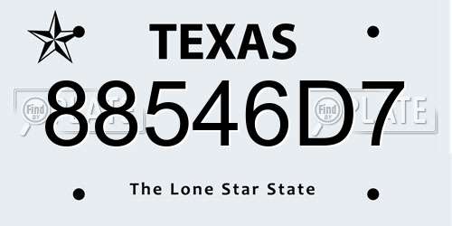 88546D7 Texas License Plate