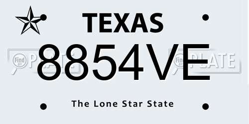 8854VE Texas License Plate