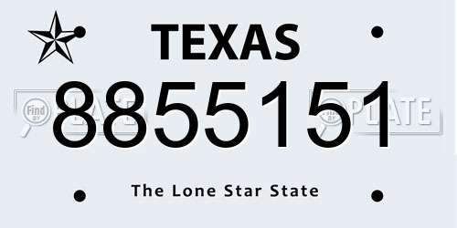 8855151 Texas License Plate