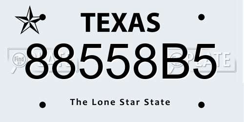 88558B5 Texas License Plate