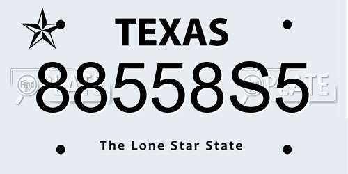 88558S5 Texas License Plate