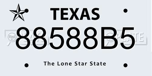 88588B5 Texas License Plate
