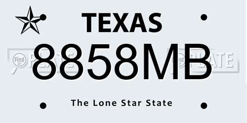 8858MB Texas License Plate
