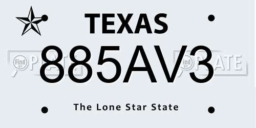 885AV3 Texas License Plate