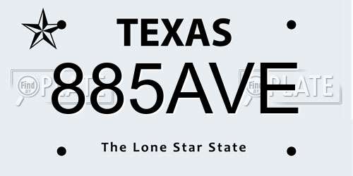 885AVE Texas License Plate