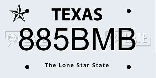 885BMB Texas License Plate