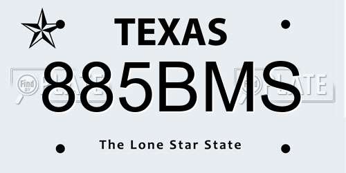 885BMS Texas License Plate