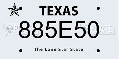 885E50 Texas License Plate