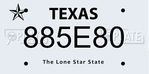 885E80 Texas License Plate