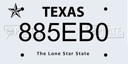 885EB0 Texas License Plate