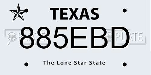 885EBD Texas License Plate