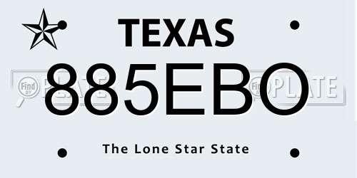 885EBO Texas License Plate