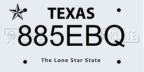 885EBQ Texas License Plate