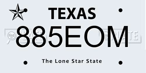885EOM Texas License Plate
