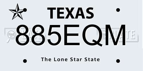 885EQM Texas License Plate