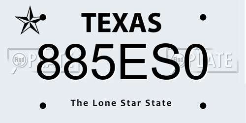 885ES0 Texas License Plate