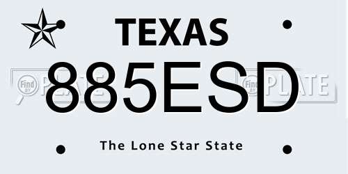 885ESD Texas License Plate