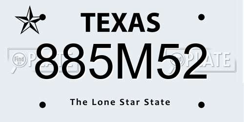 885M52 Texas License Plate