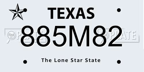885M82 Texas License Plate