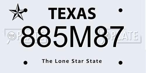 885M87 Texas License Plate