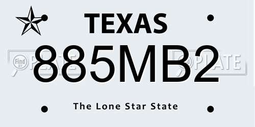 885MB2 Texas License Plate