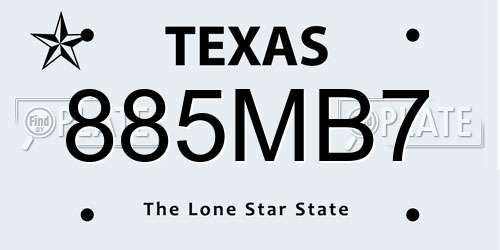 885MB7 Texas License Plate