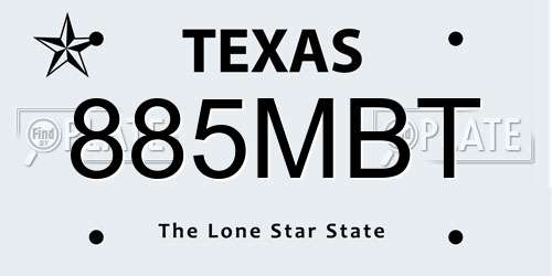 885MBT Texas License Plate