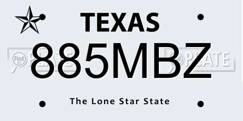885MBZ Texas License Plate