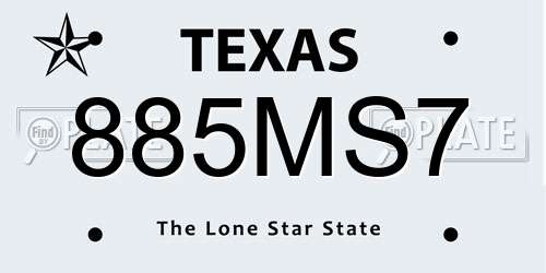 885MS7 Texas License Plate