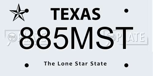 885MST Texas License Plate
