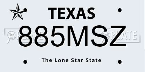 885MSZ Texas License Plate