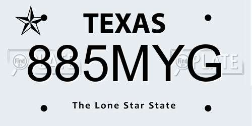 885MYG Texas License Plate