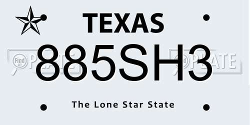 885SH3 Texas License Plate