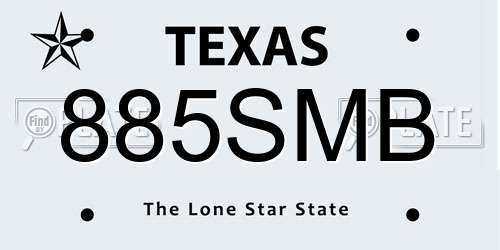 885SMB Texas License Plate
