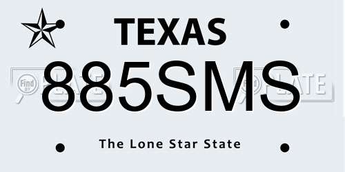 885SMS Texas License Plate