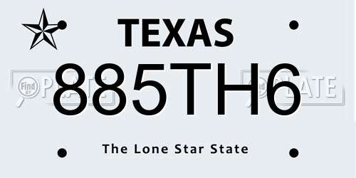885TH6 Texas License Plate