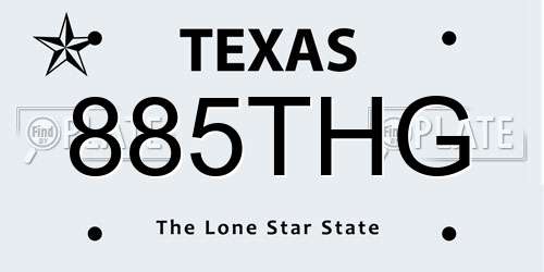 885THG Texas License Plate