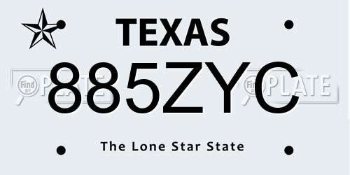 885ZYC Texas License Plate
