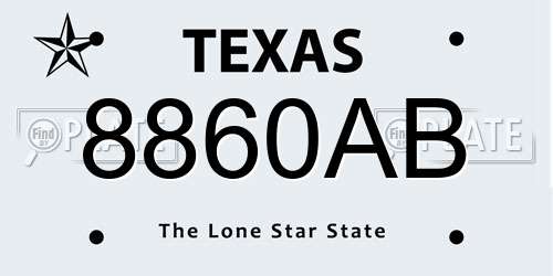 8860AB Texas License Plate