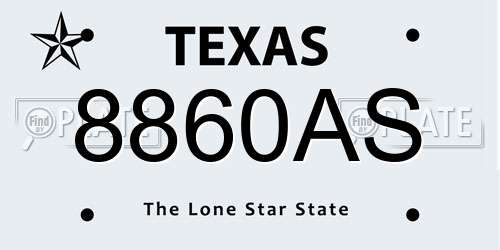 8860AS Texas License Plate