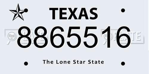 8865516 Texas License Plate